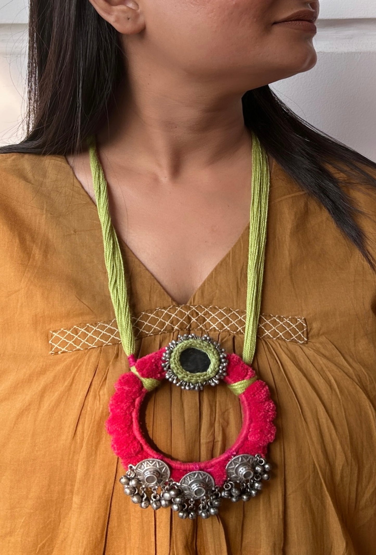 Meera Mirror Hoop Necklace