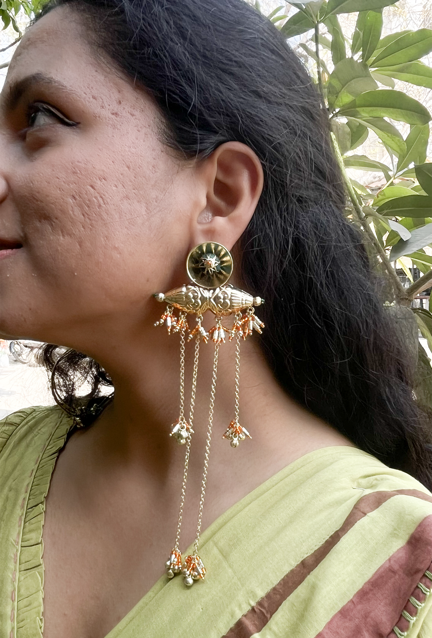 Zarangi Kashmiri Long Chain Earrings