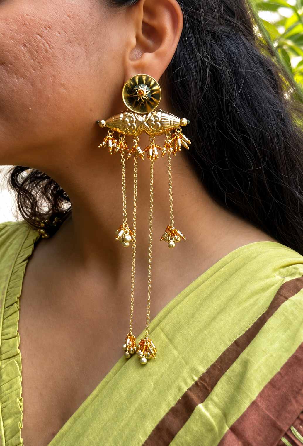 Zarangi Kashmiri Long Chain Earrings