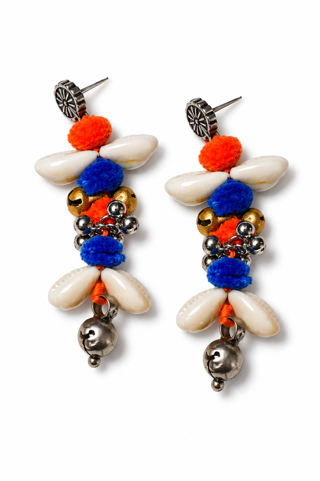 Afghani Orange & Blue Kori Earrings