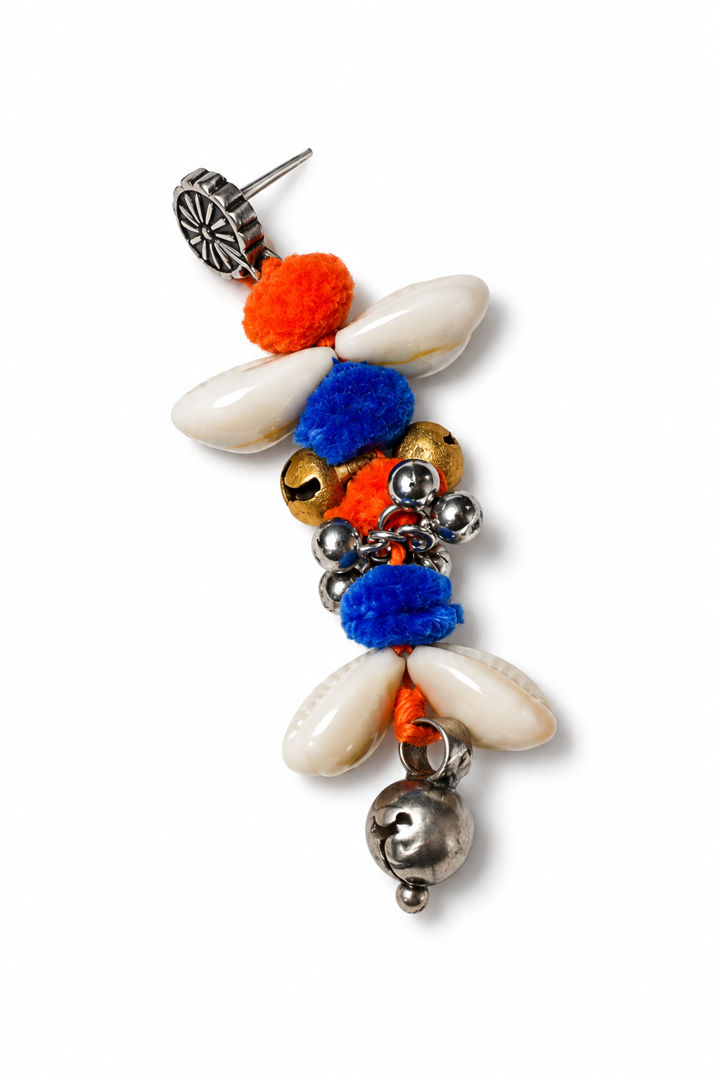 Afghani Orange & Blue Kori Earrings