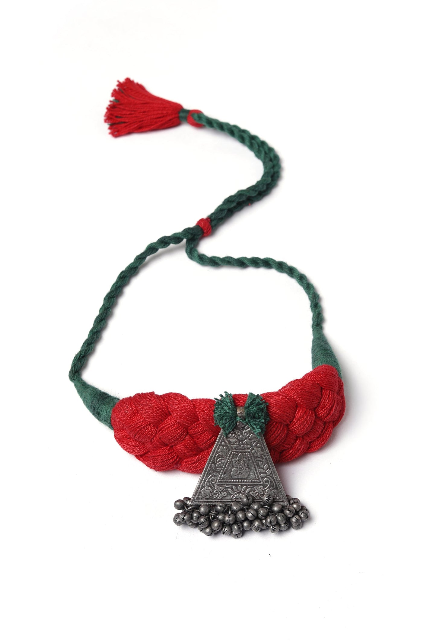 Red & Green Devi Pendant Handmade Necklace