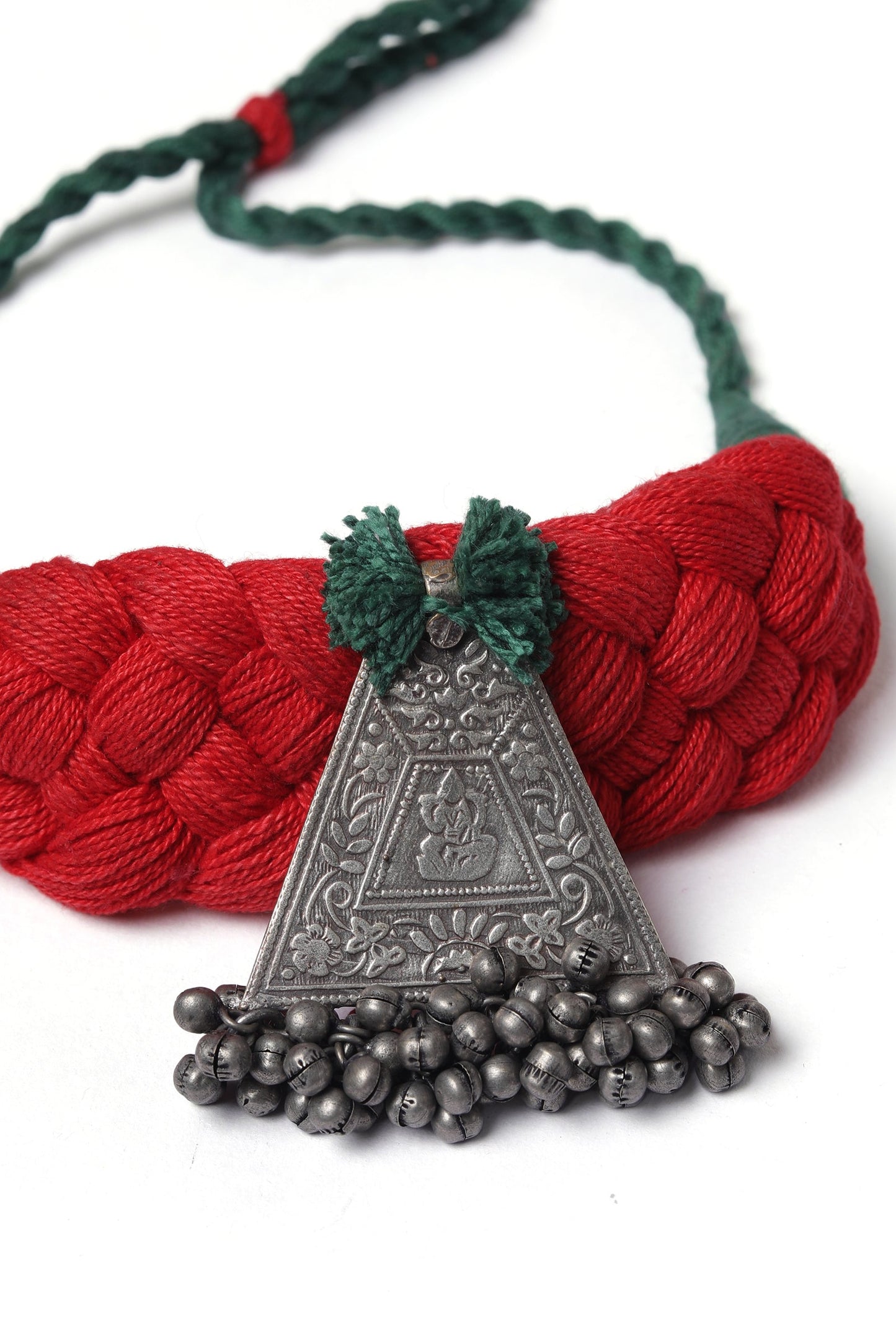 Red & Green Devi Pendant Handmade Necklace