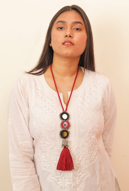 Black and Maroon Gulbahar Necklace