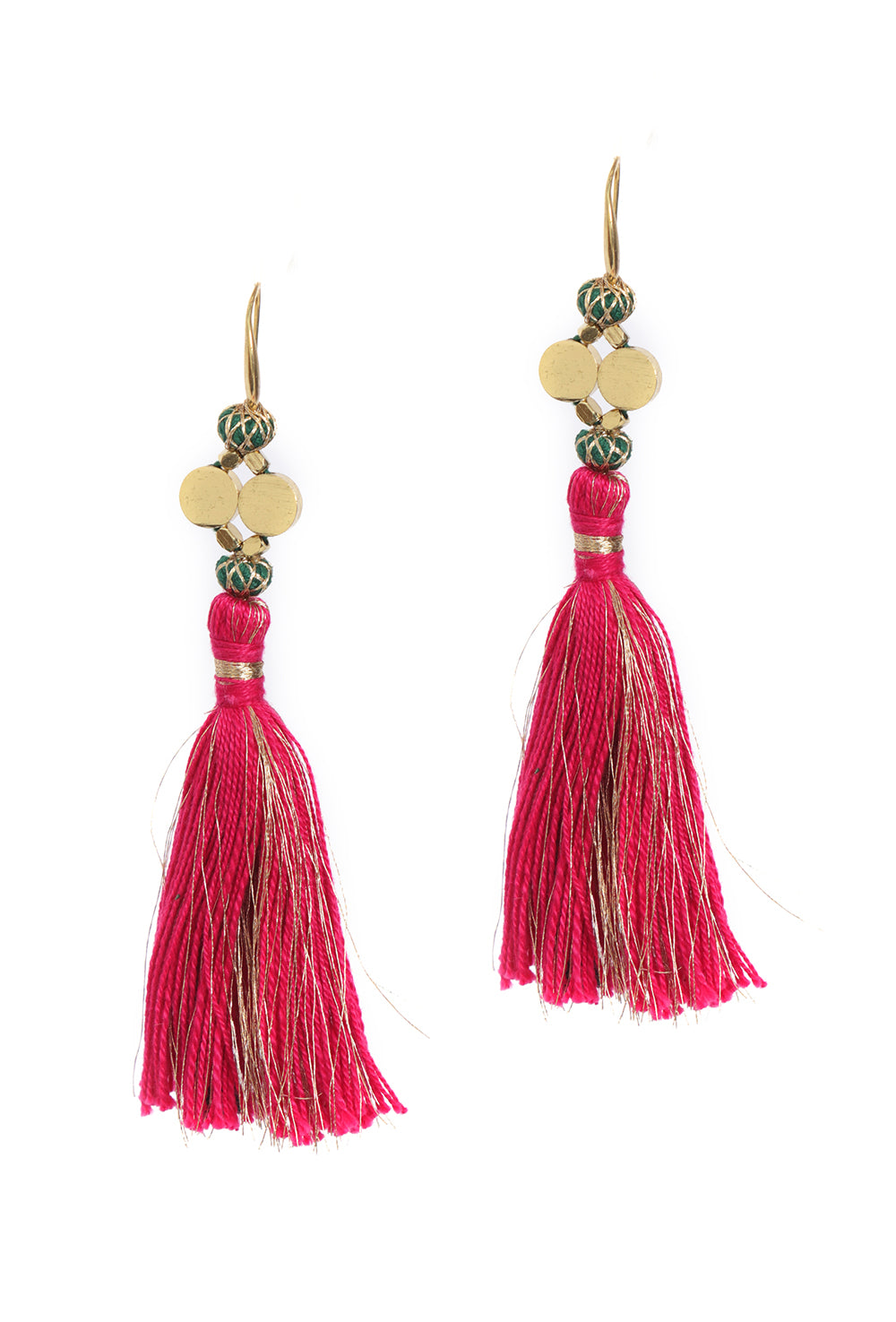 Jhumar Pink and Green Earrings