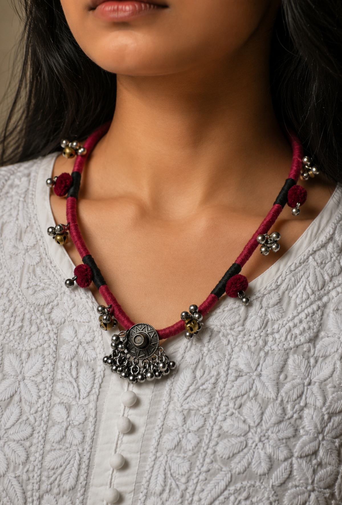Afghani Maroon Heirloom Necklace