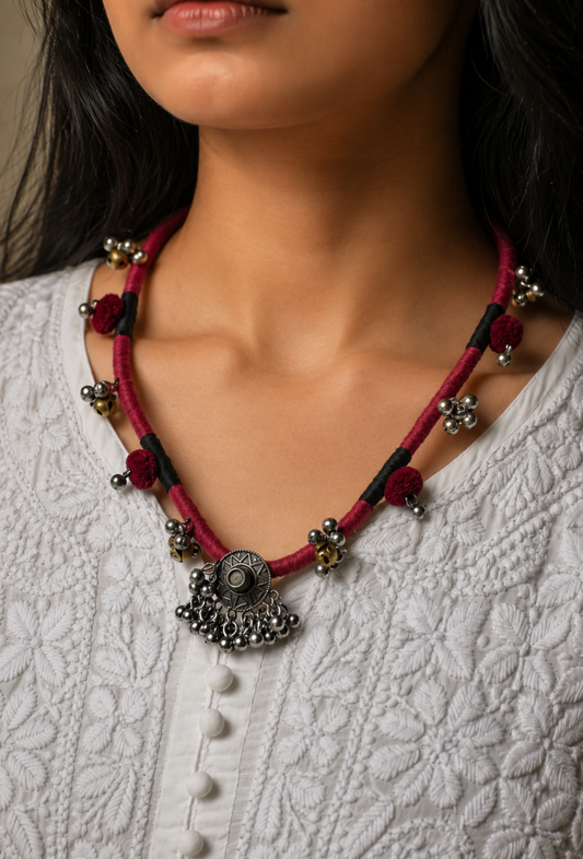 Afghani Maroon Heirloom Necklace