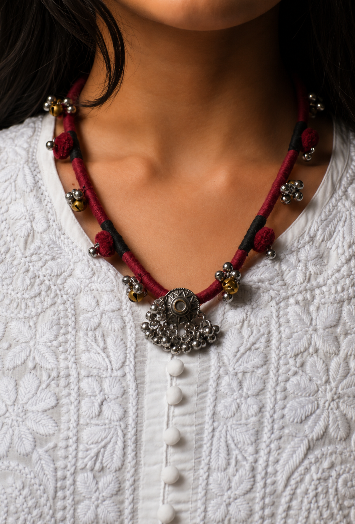 Afghani Maroon Heirloom Necklace