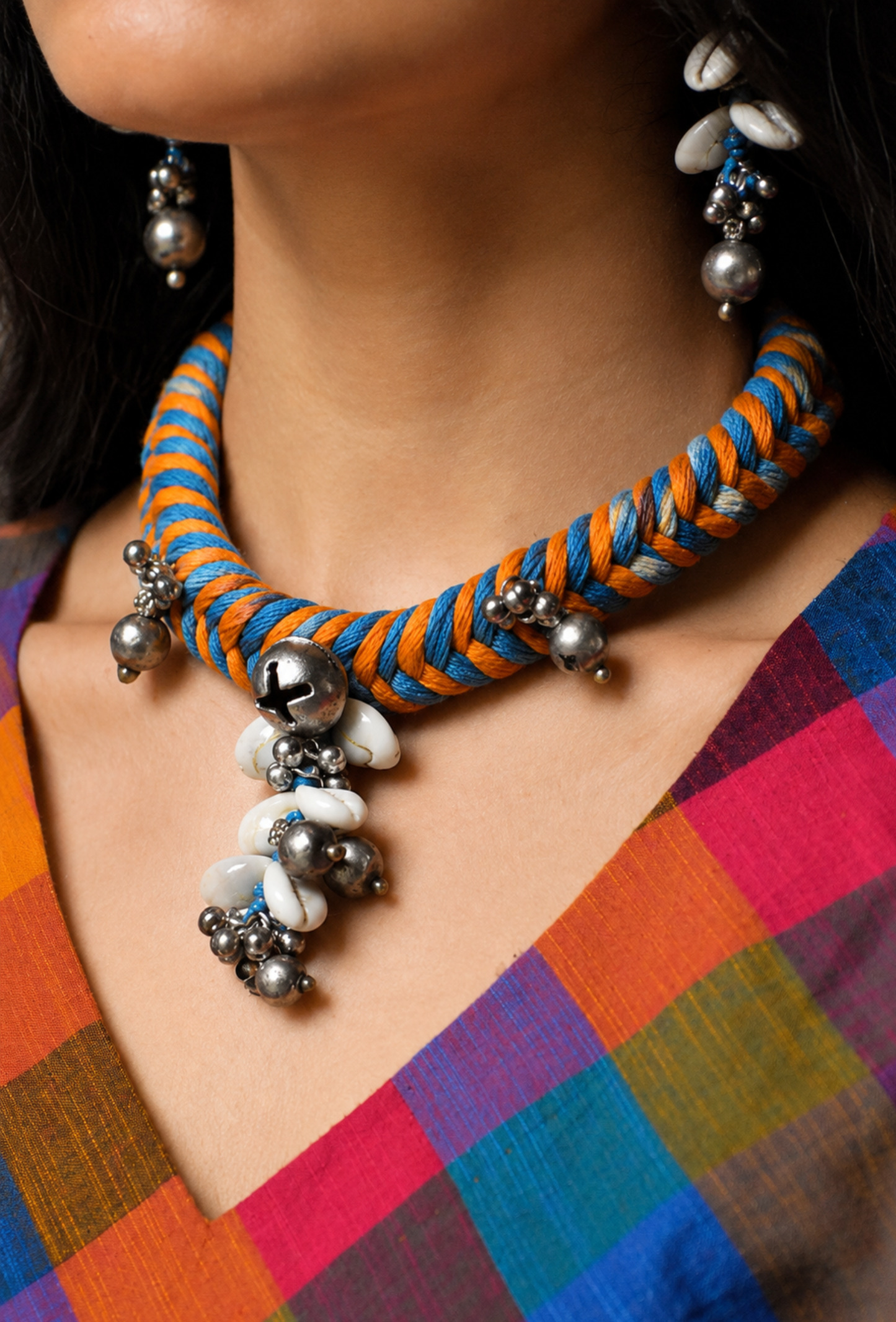 Afghani Blue & Orange Nacklace