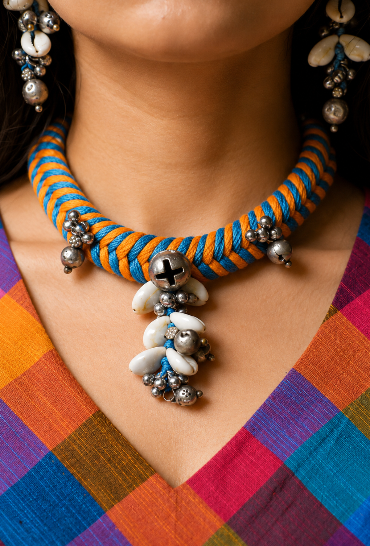 Afghani Blue & Orange Nacklace